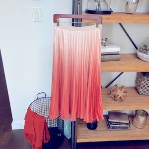 Orange Gradient Midi Silk Skirt